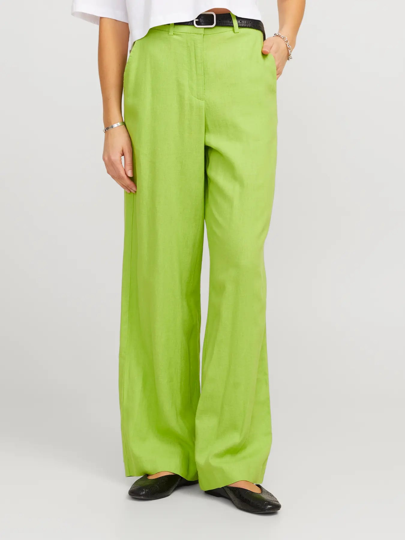 Parrot lime green linen trousers