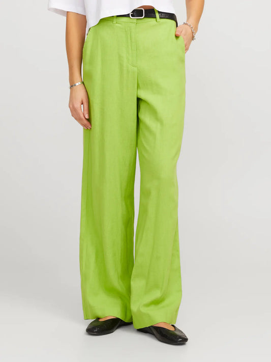 Parrot lime green linen trousers