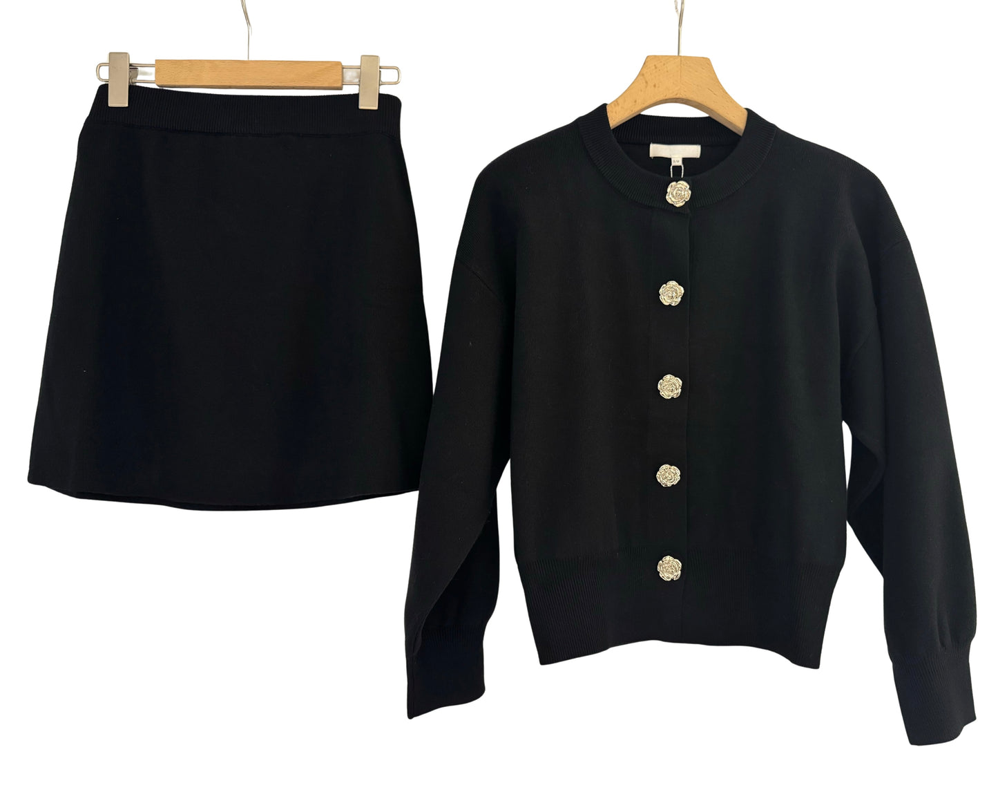 Preorder Julia black coord cardigan and skirt set