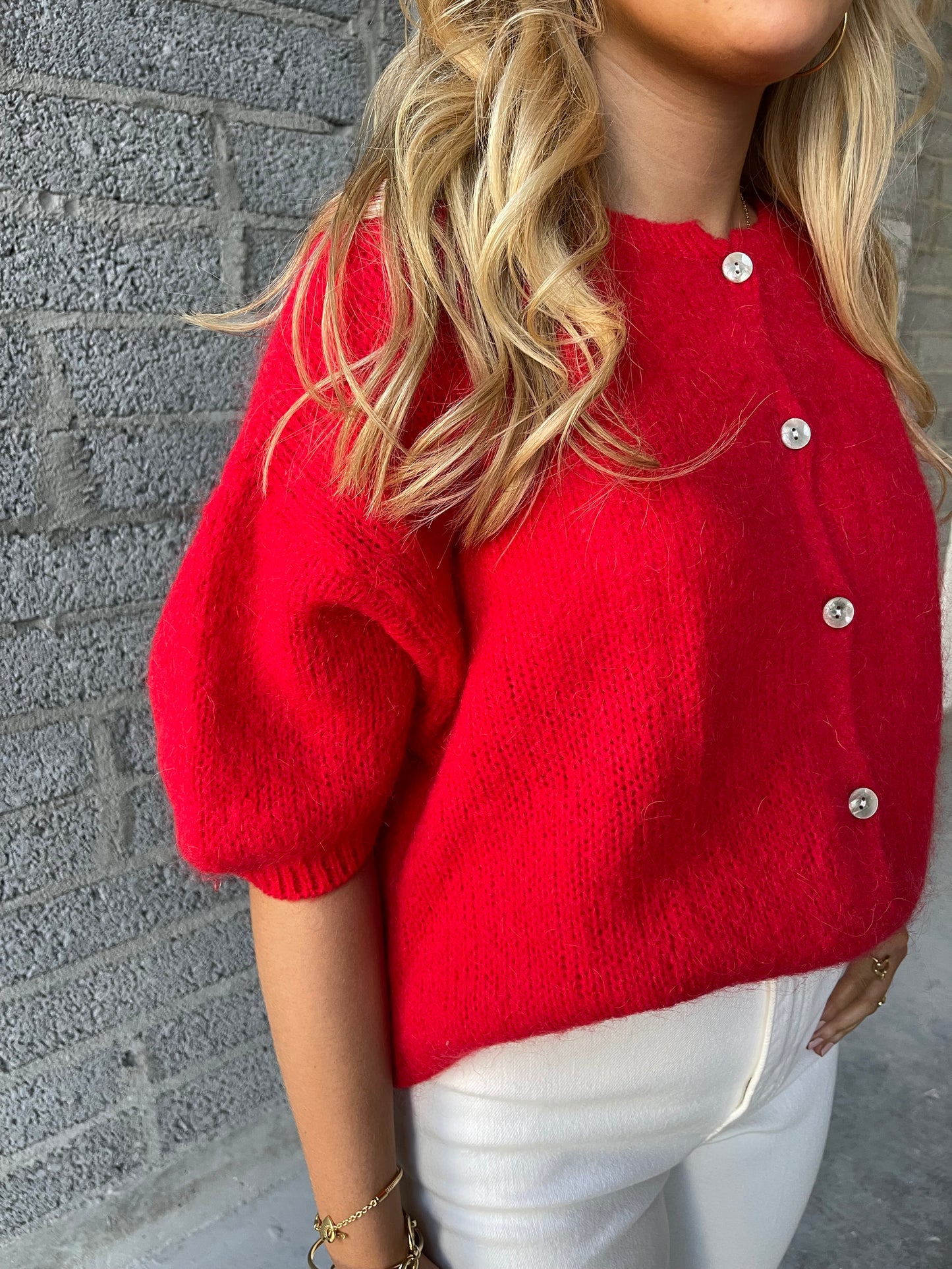 Aoife red mohair cardigan