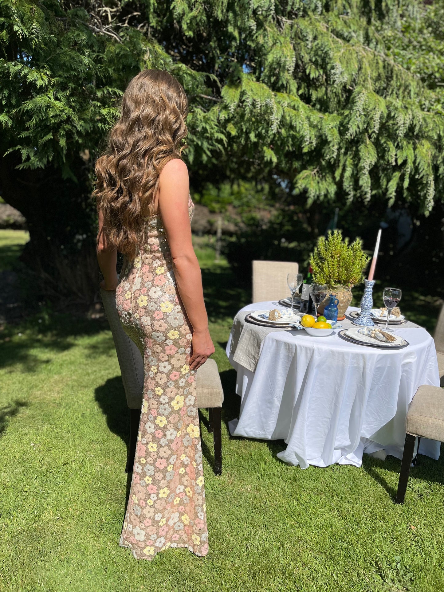 Imogen sequin floral mermaid dress