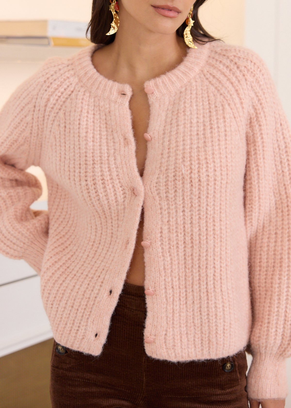 Lilli baby pink chunky cardigan