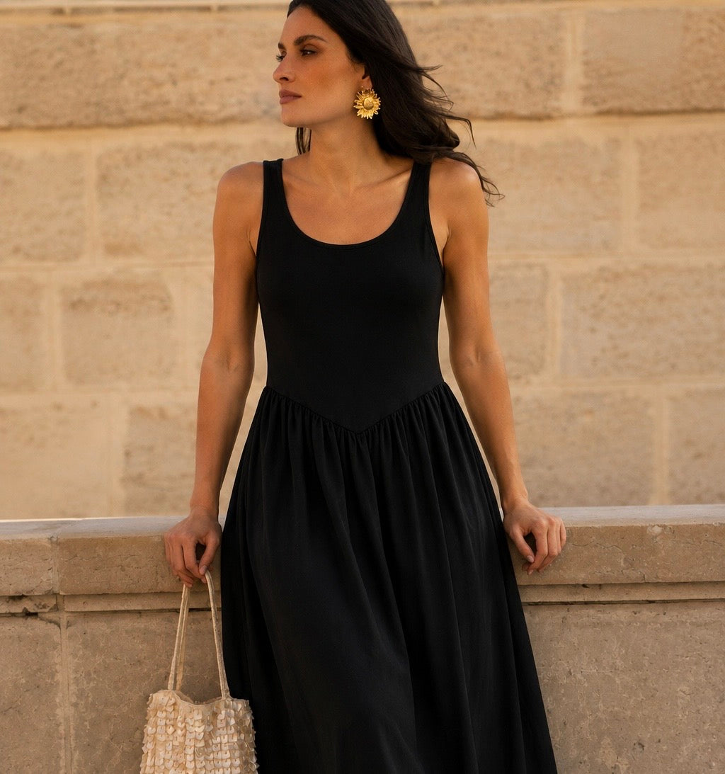 Penny black peplum cotton dress