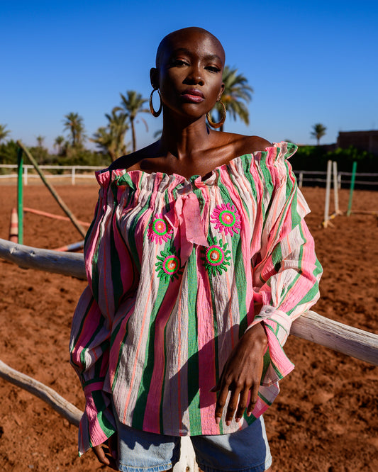 Tess beaded off shoulder top