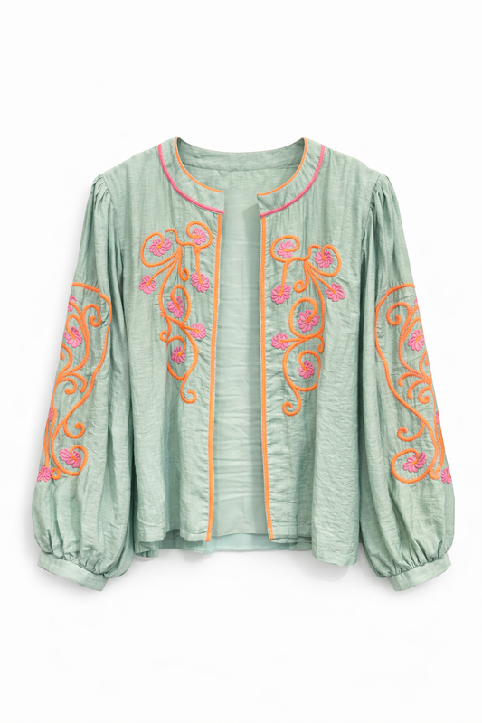 Ottilie mint floral boho jacket
