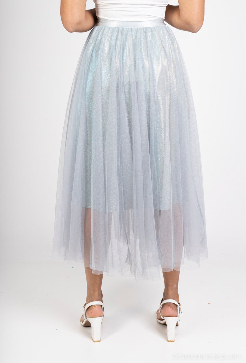 Luna blue glitter tulle skirt