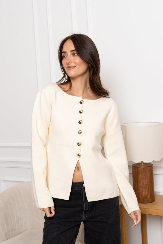 Preorder Margot cardigan gold buttons ivory