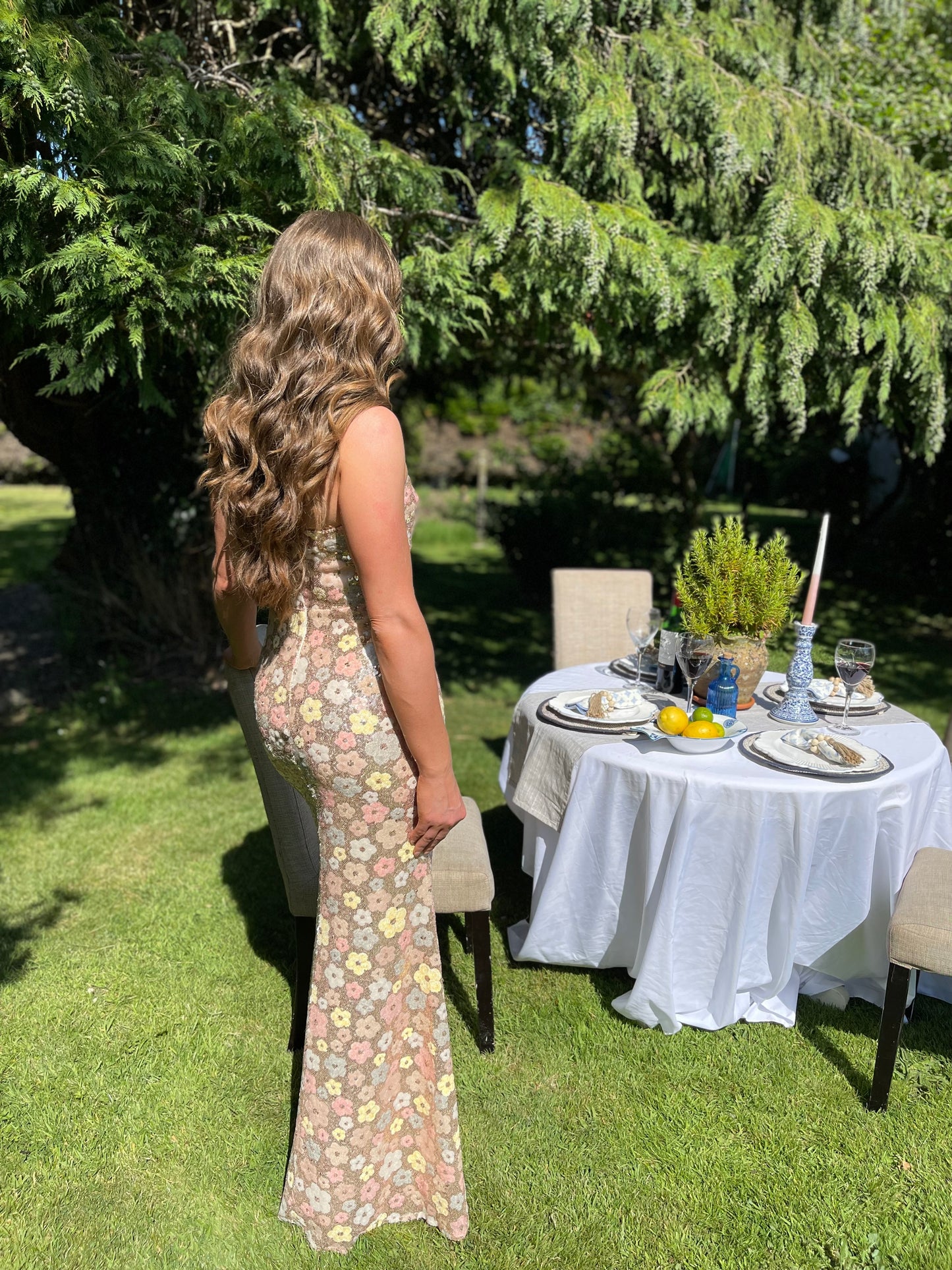 Imogen sequin floral mermaid dress