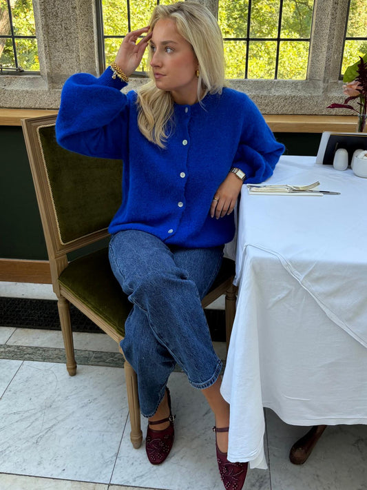Harriet cobalt blue alpaca cardigan