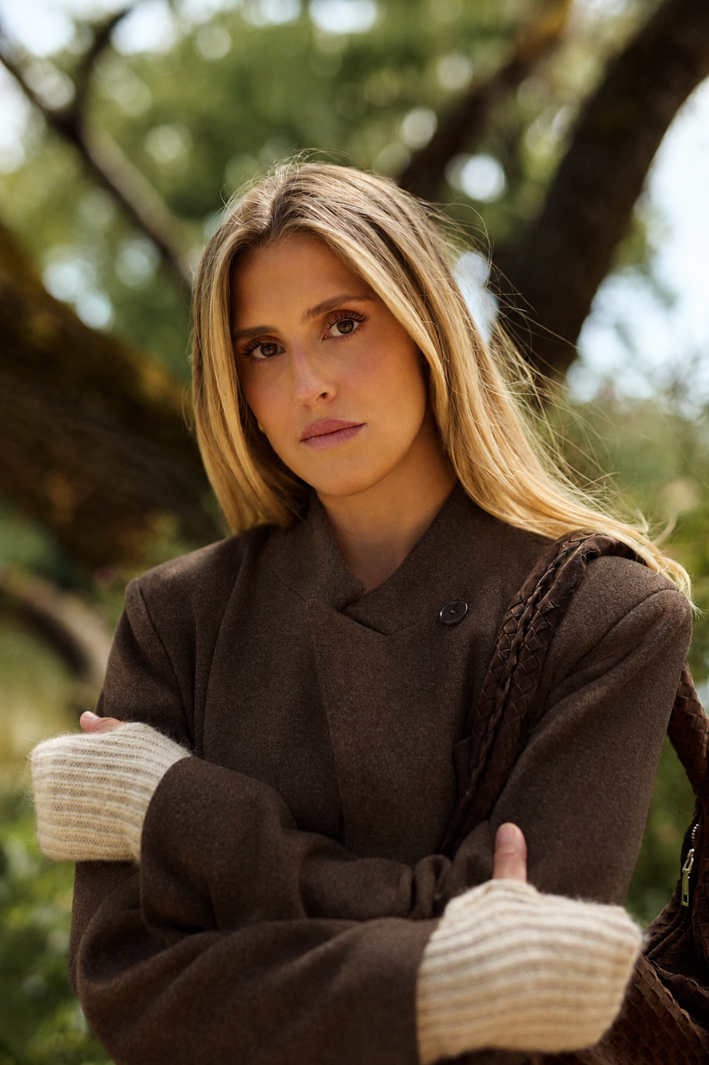 Heather brown wool long coat