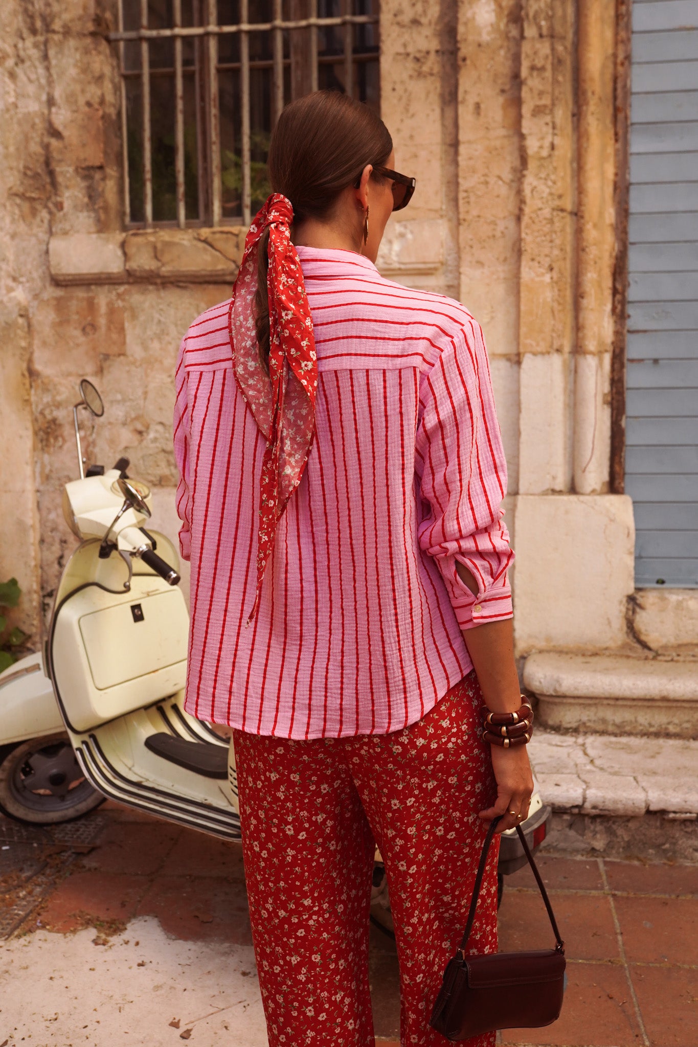 Sophie pink and red striped shirt