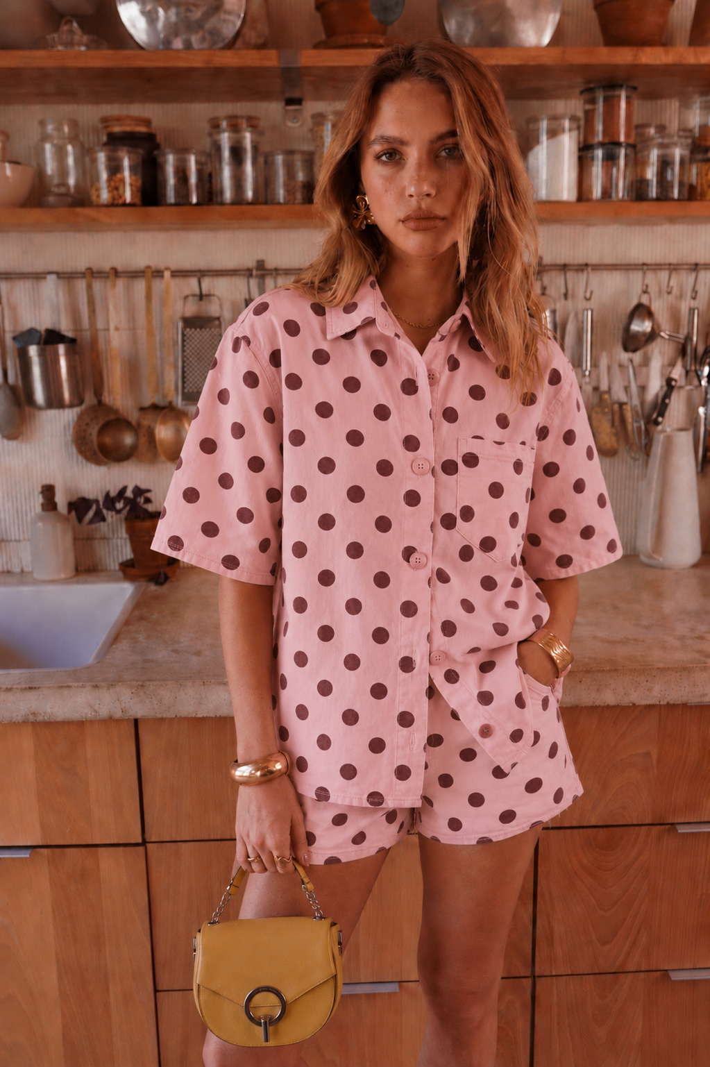 Paula pink polka dot shirt