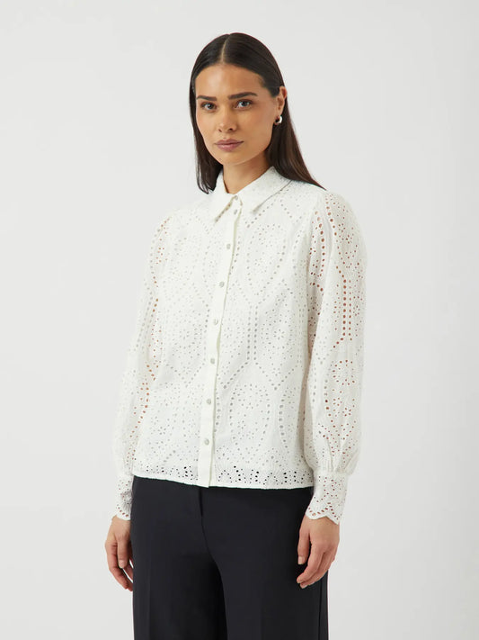 YAS Broderie anglaise white shirt