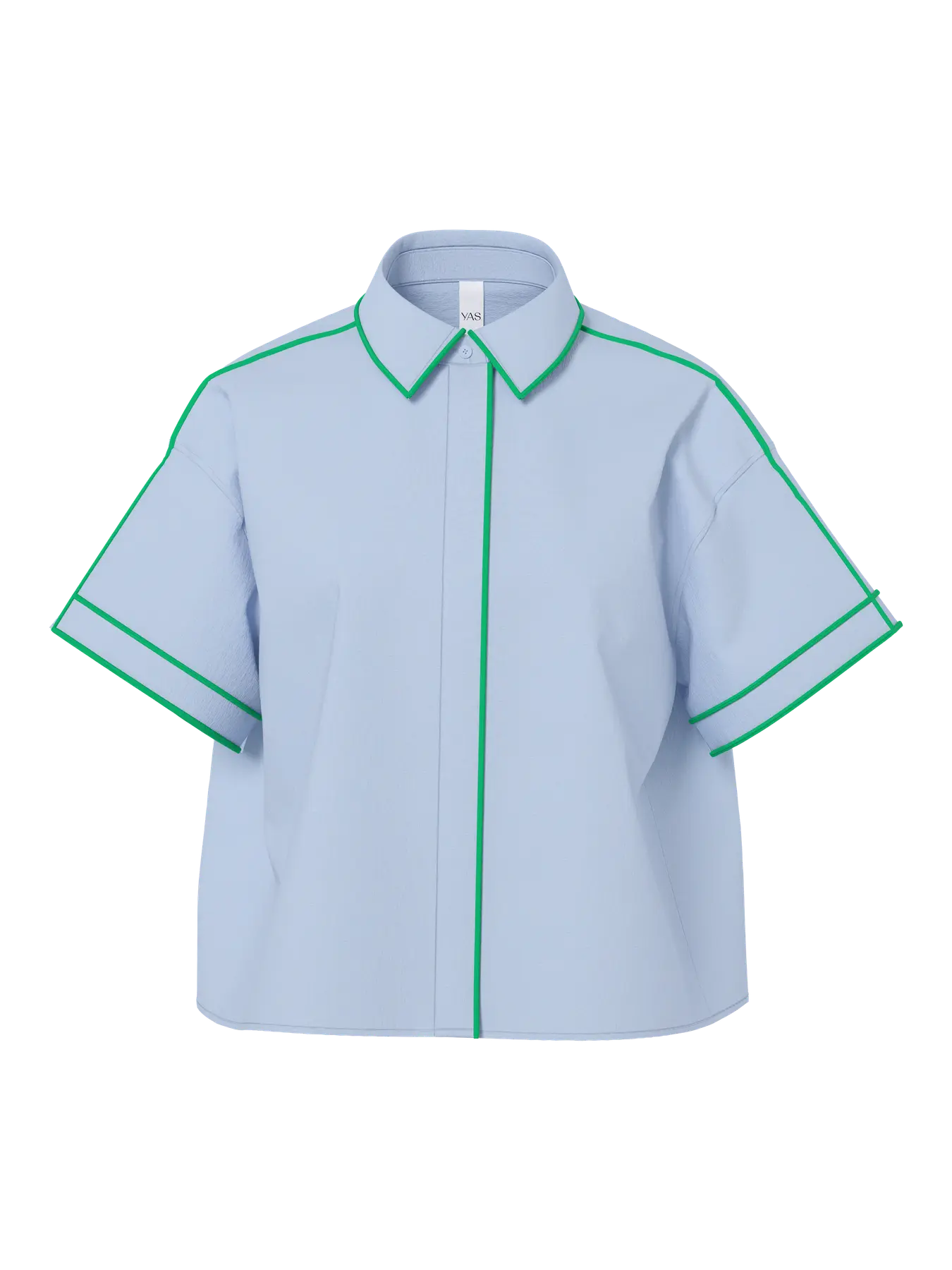 YASLEE SS PIPING BLUE & GREEN SHIRT