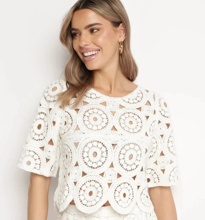 Thalia crochet cotton lace top