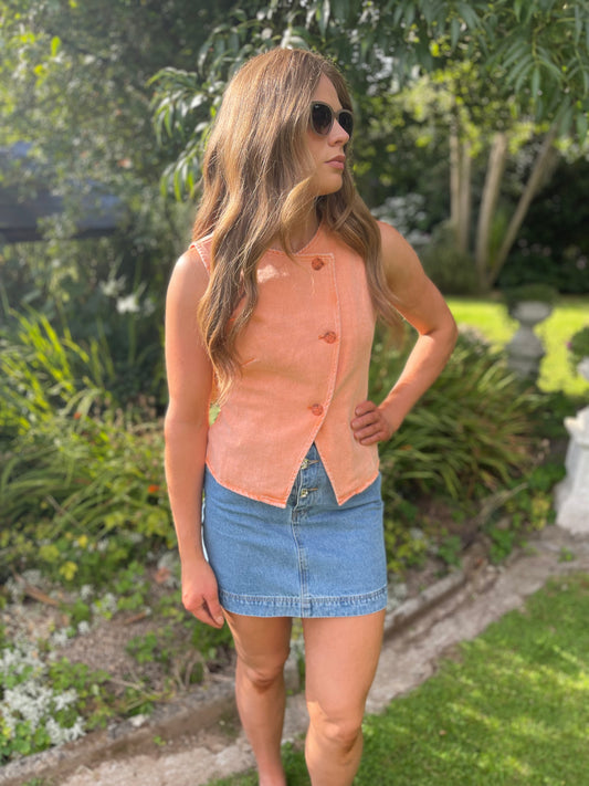 Cara orange denim waistcoat