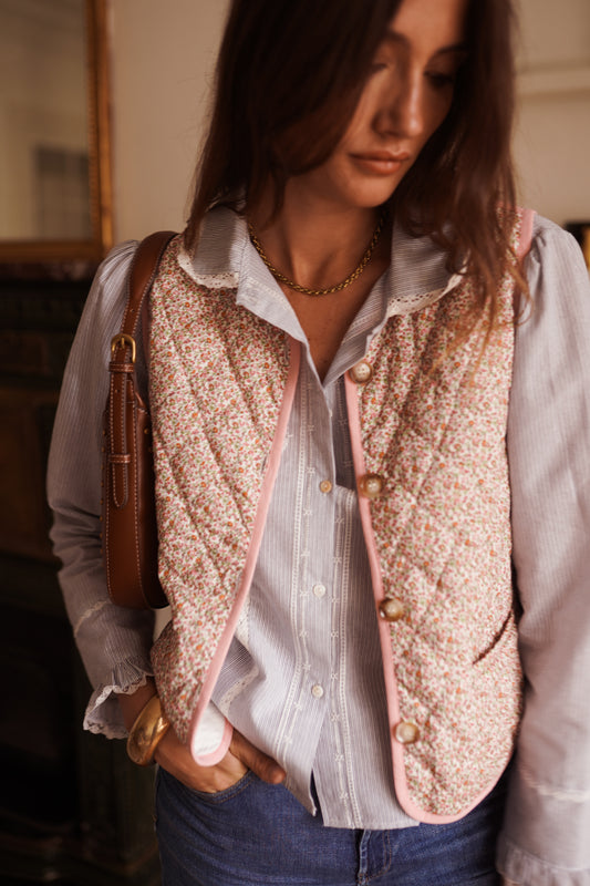 Tara floral quilted gilet