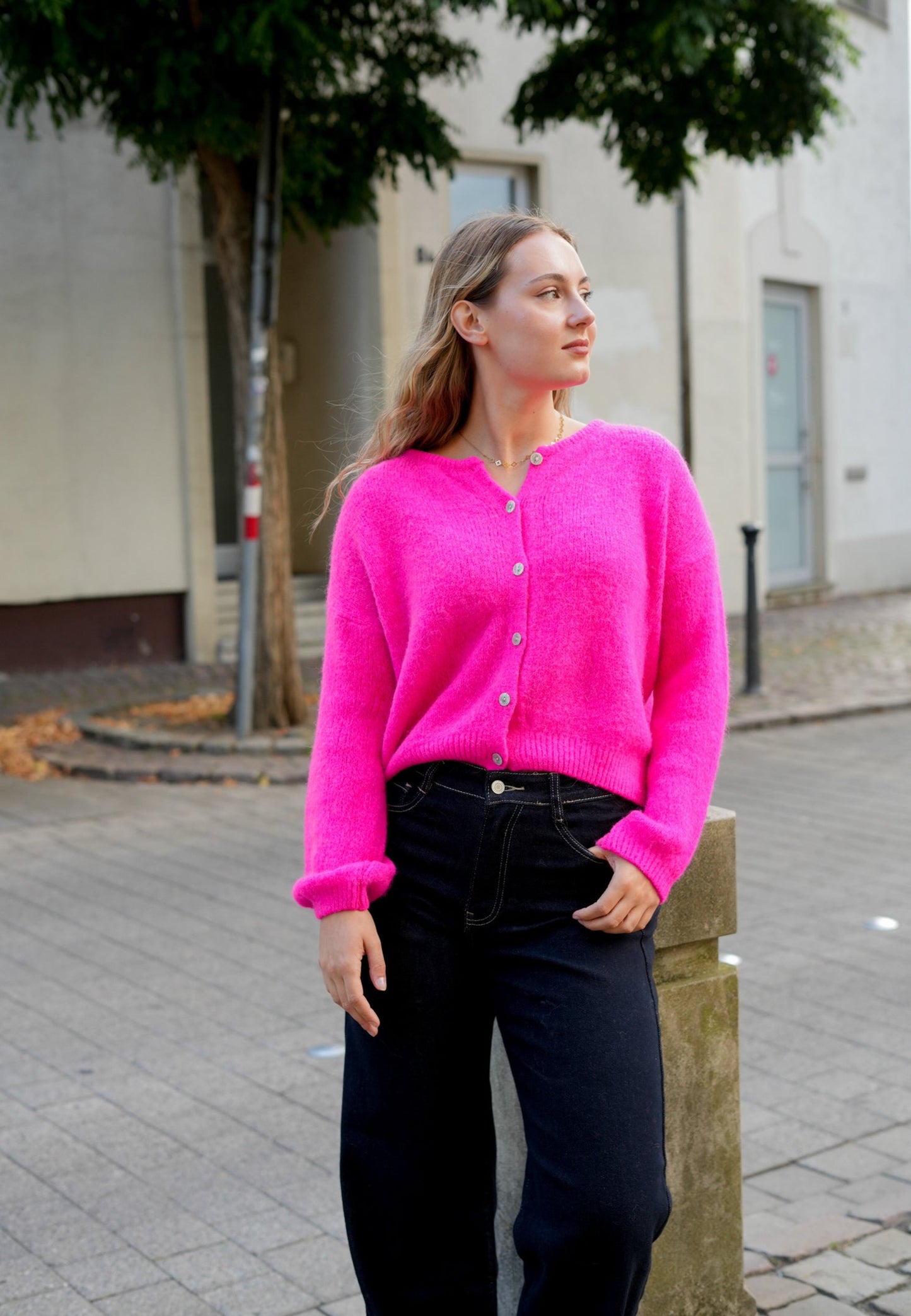 Preorder Harriet neon pink alpaca cardigan