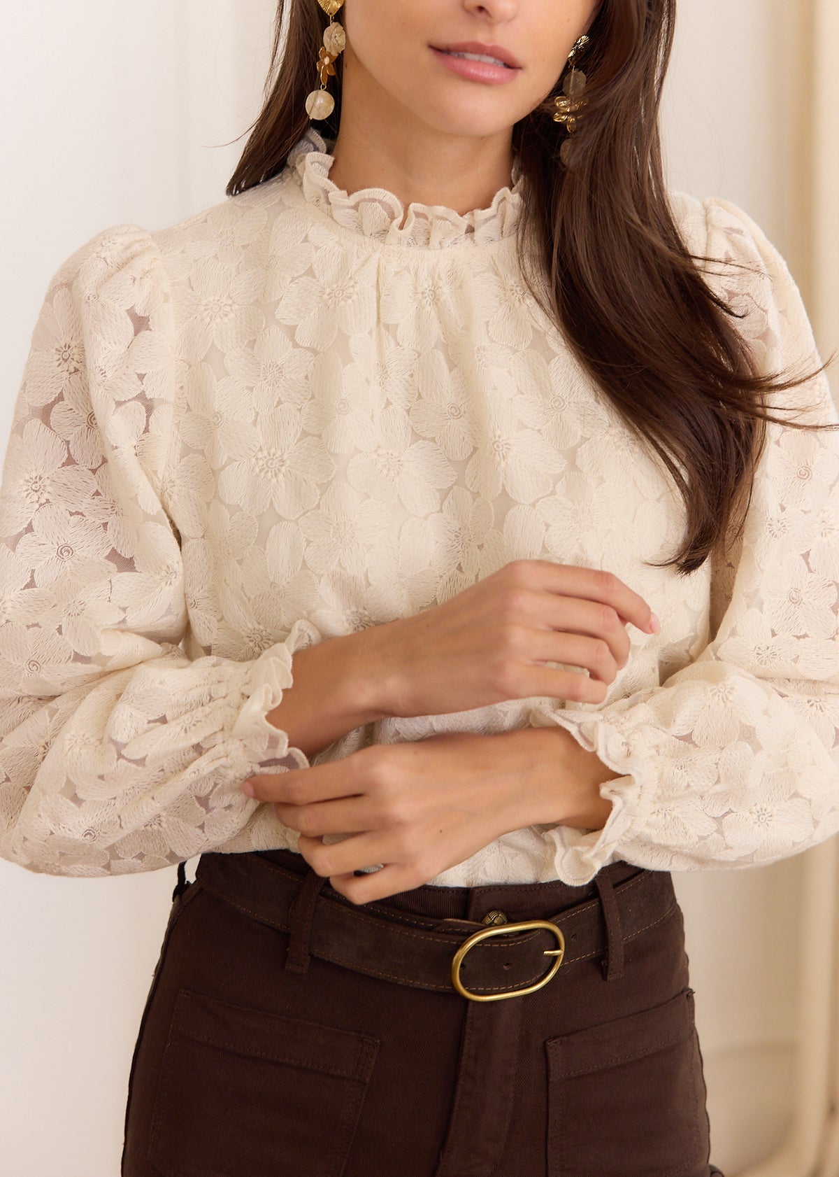 Luna lace floral embroidered blouse