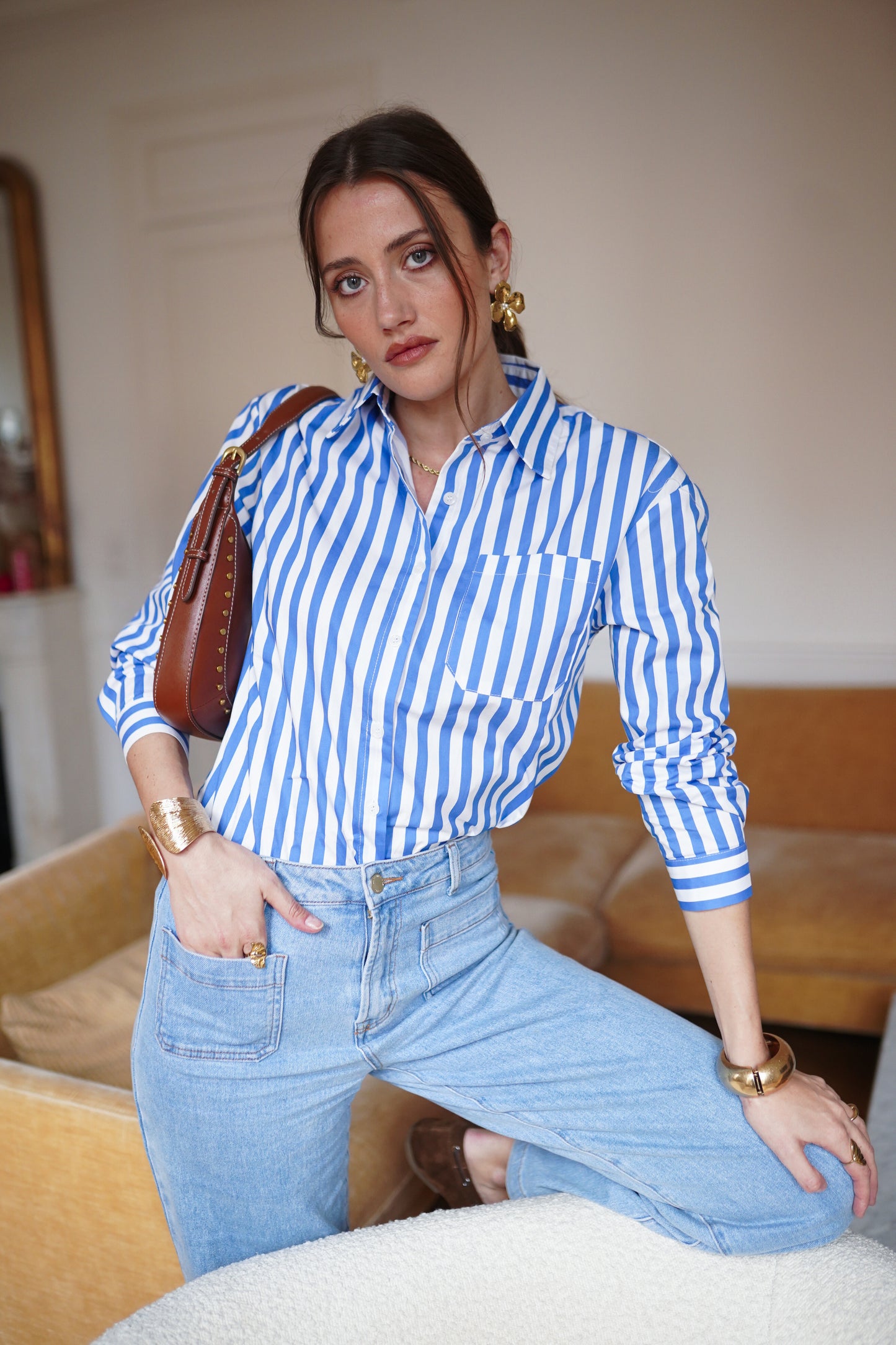 Mila blue striped cotton shirt