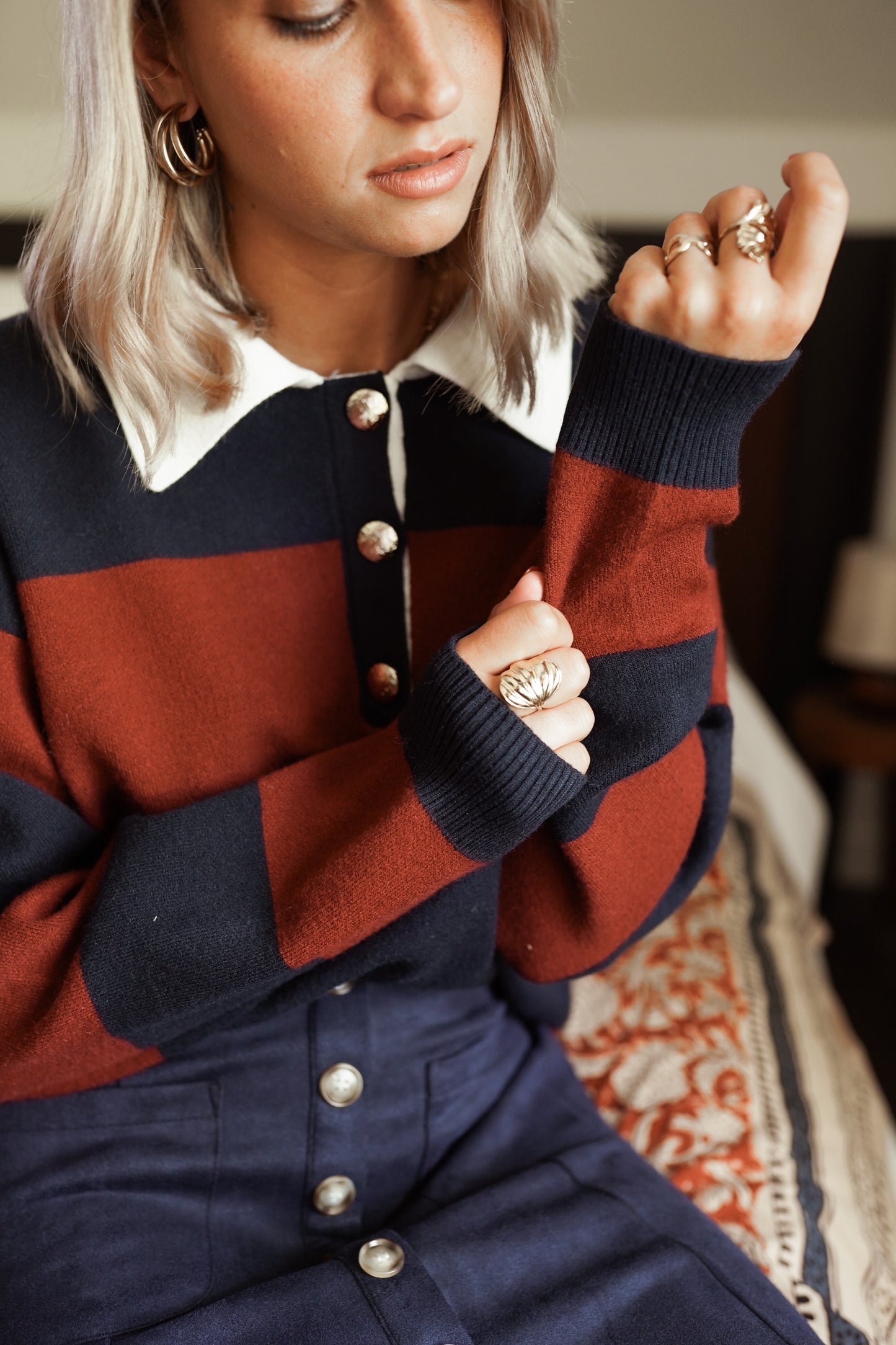 Milly rugby polo with gold buttons