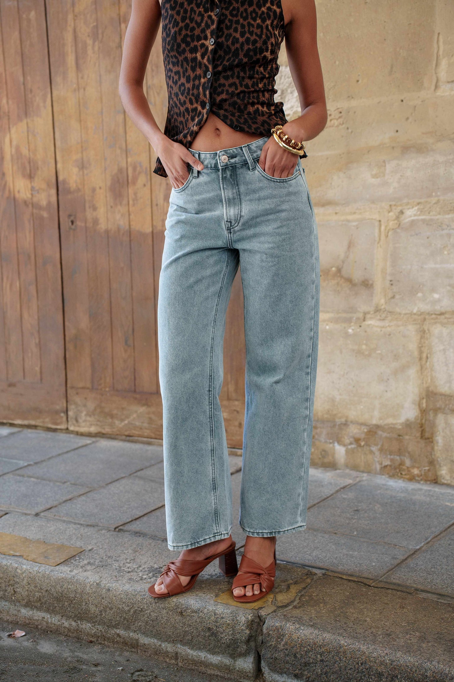 Raphael blue wash wide leg jeans