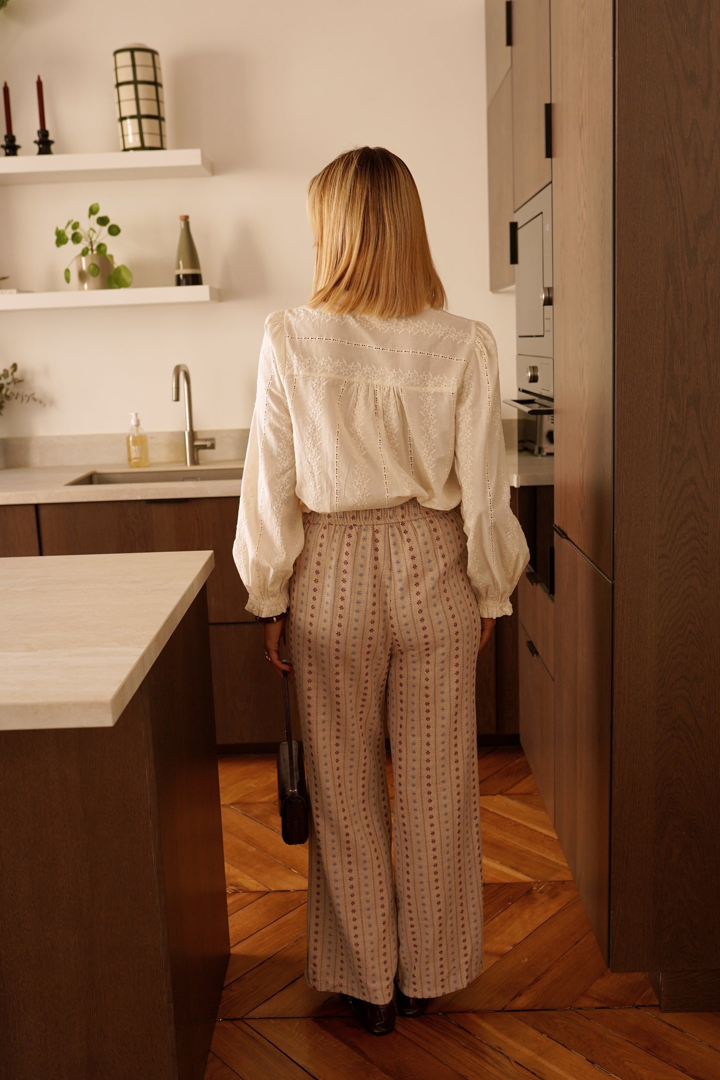 Claudia beige embroidered blouse