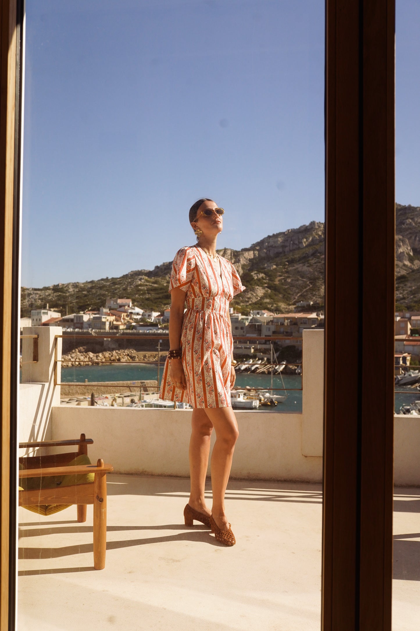 Billie red stripe floral short dress