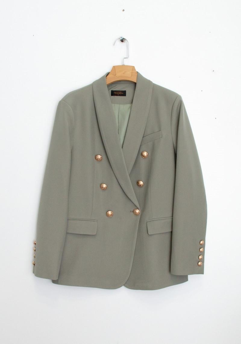 Clair green blazer jacket with gold buttons