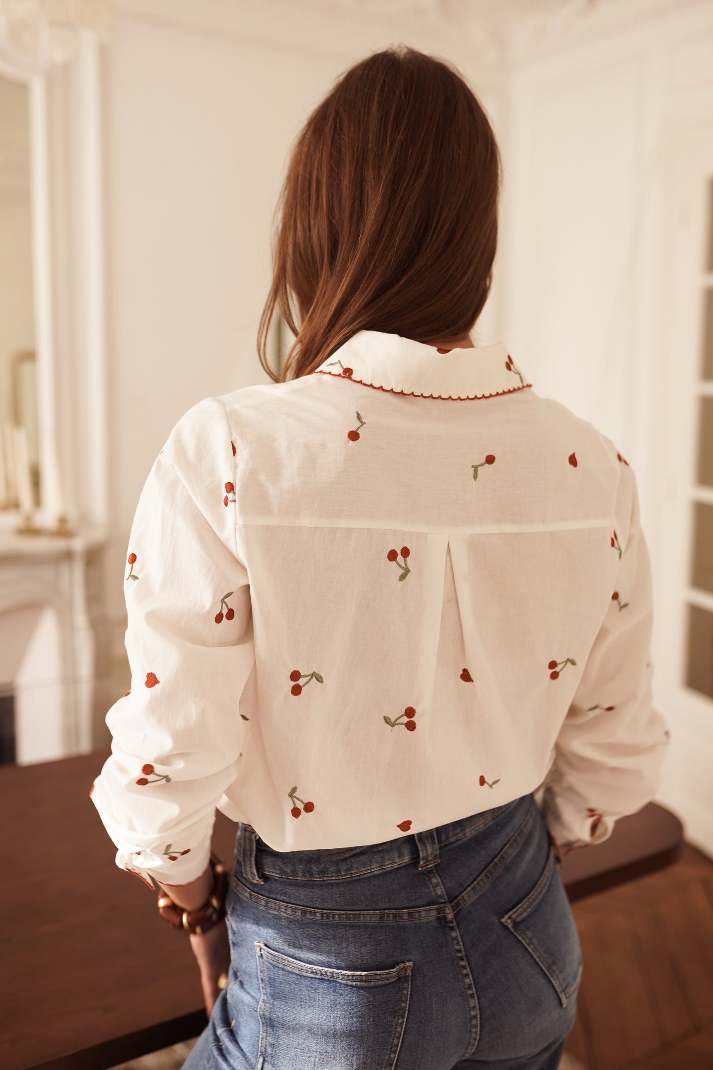 Piper Cherry and hear print white shirt