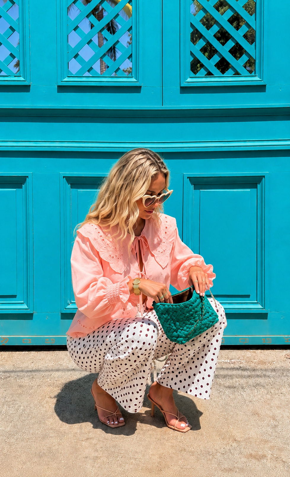 Penny white polka dot trousers