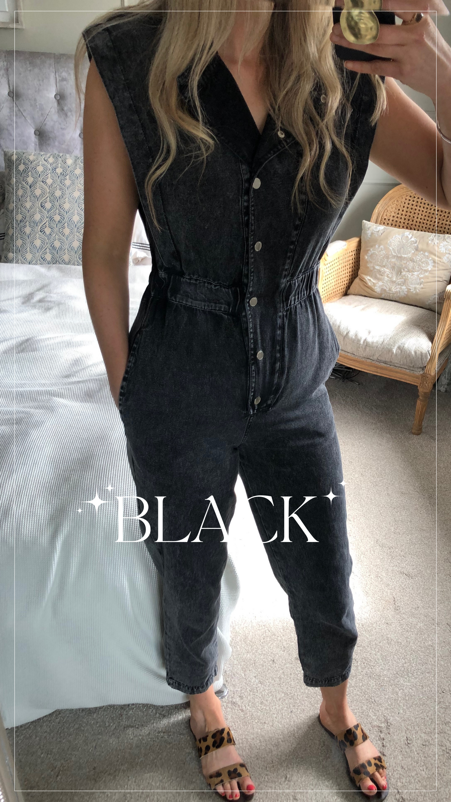 Evie short sleeve washed black jumpsuit