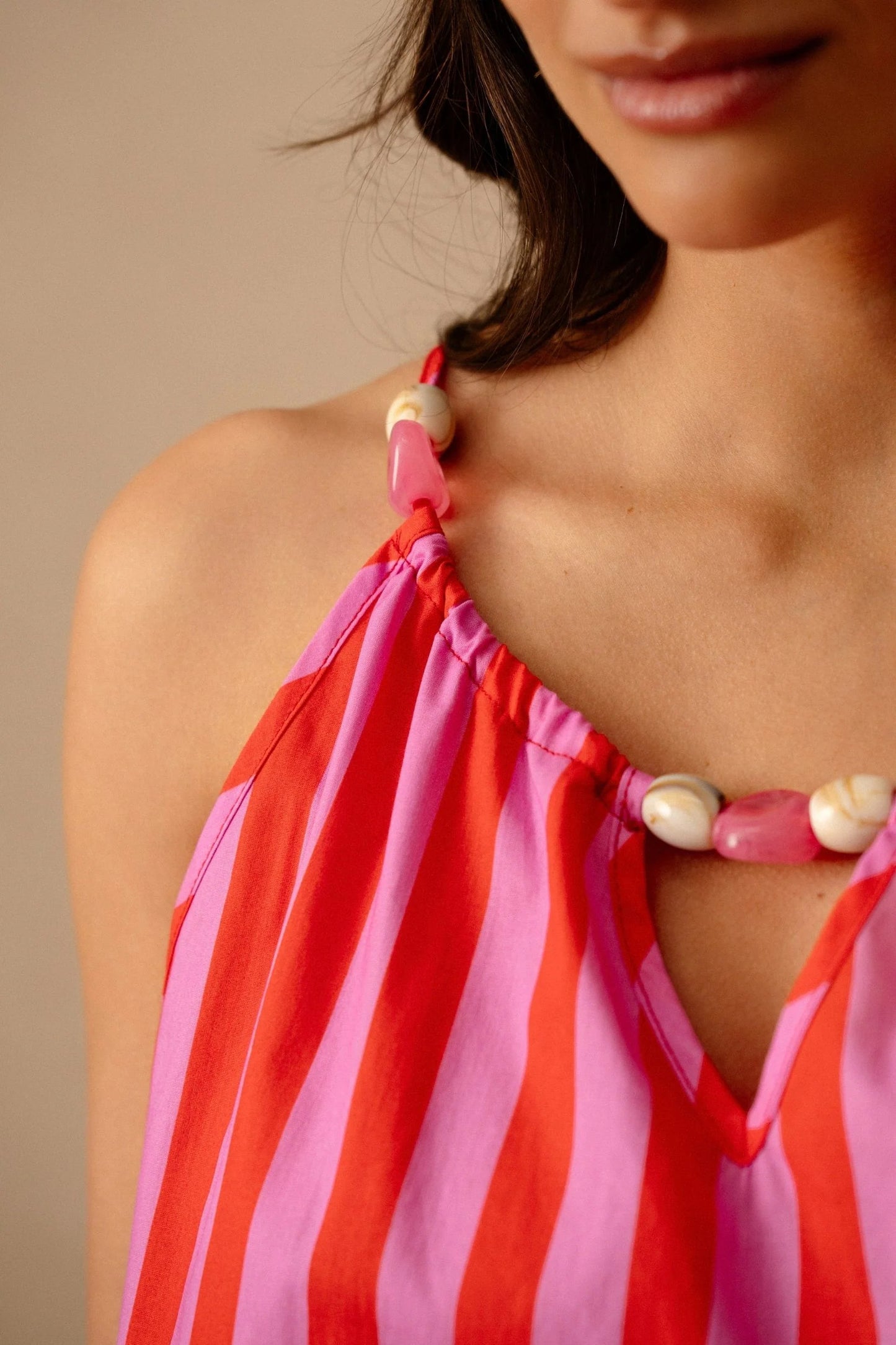Misha pink and red beaded top