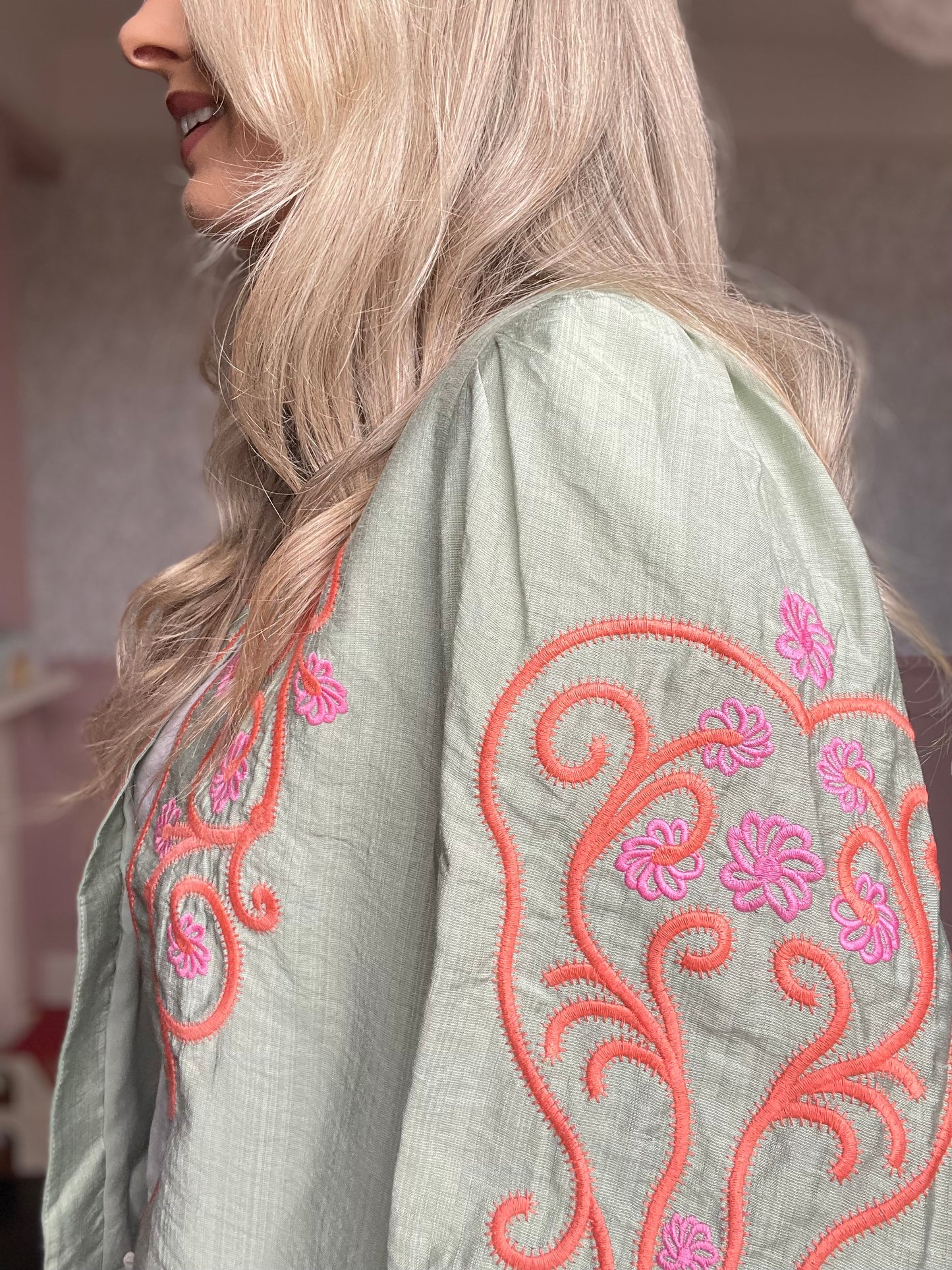 Ottilie mint floral boho jacket