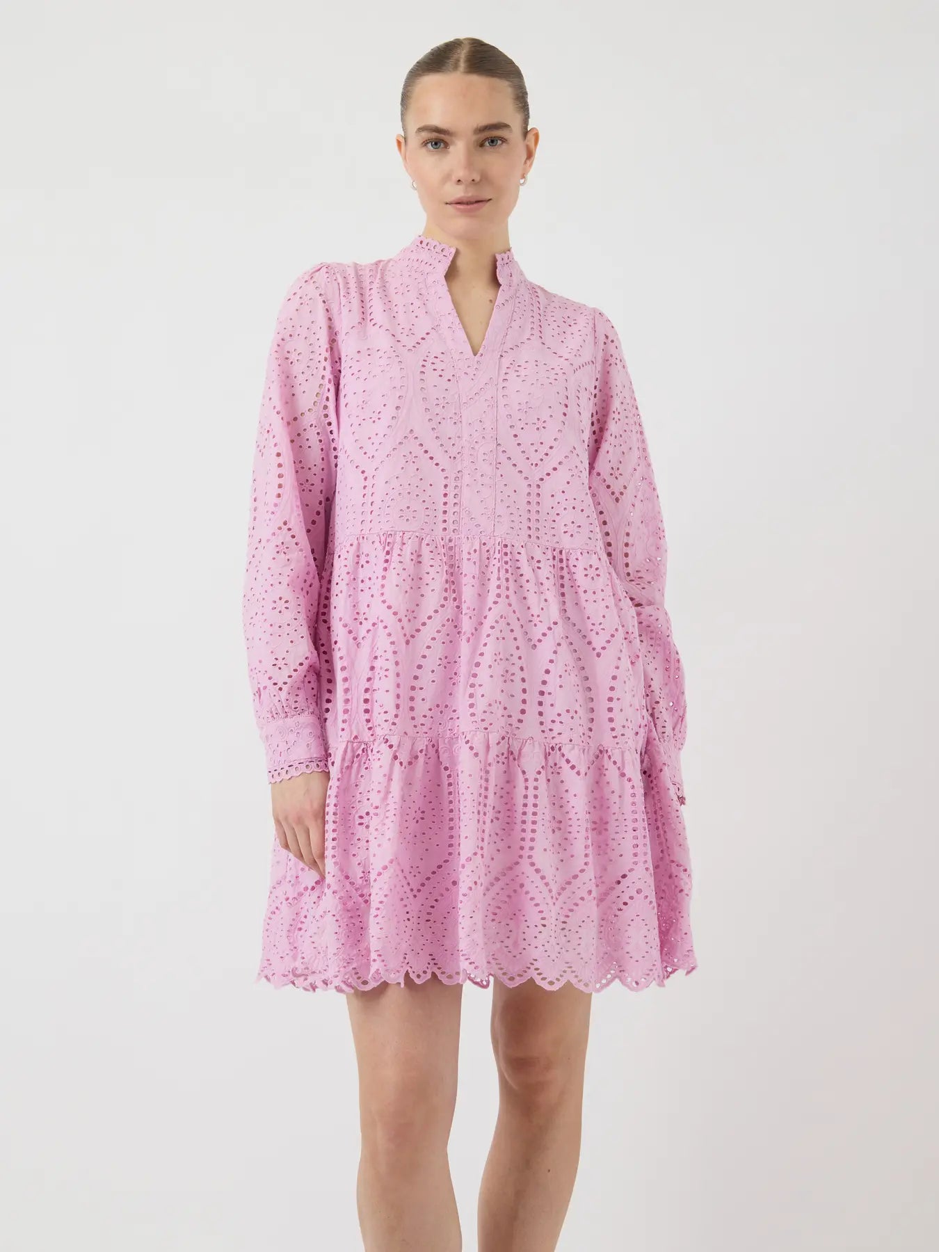 YAS pastel lavender lace mini dress