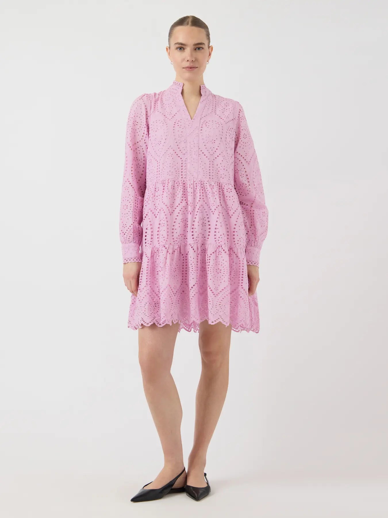 YAS pastel lavender lace mini dress