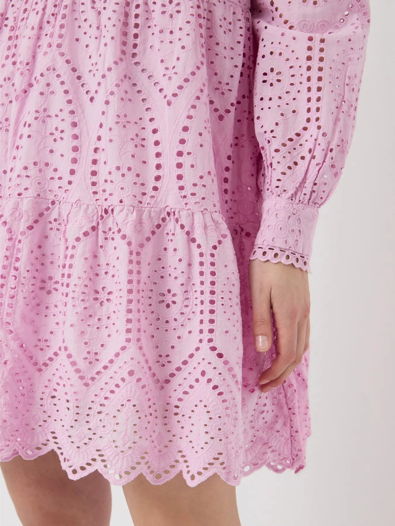 YAS pastel lavender lace mini dress