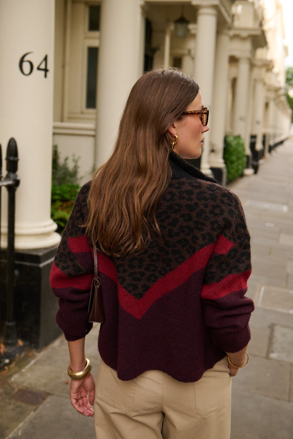 Sadie leopard and burgundy zip cardigan