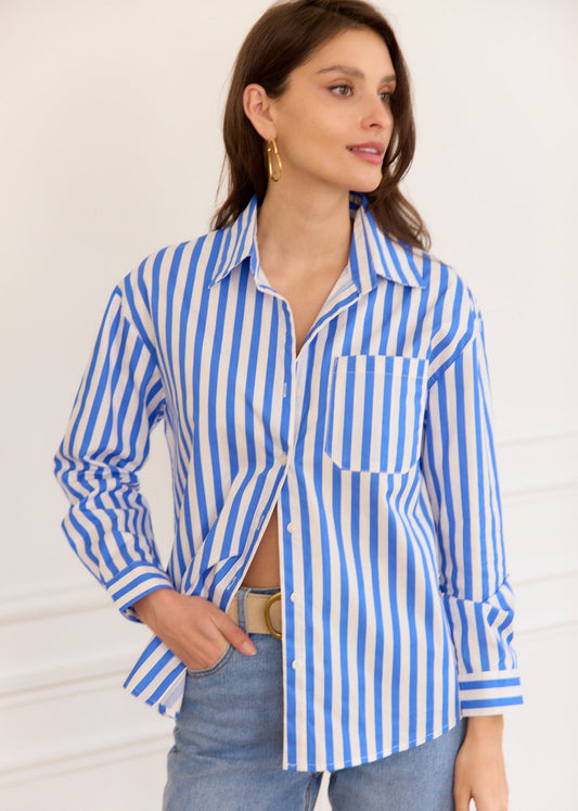 Mila blue striped cotton shirt