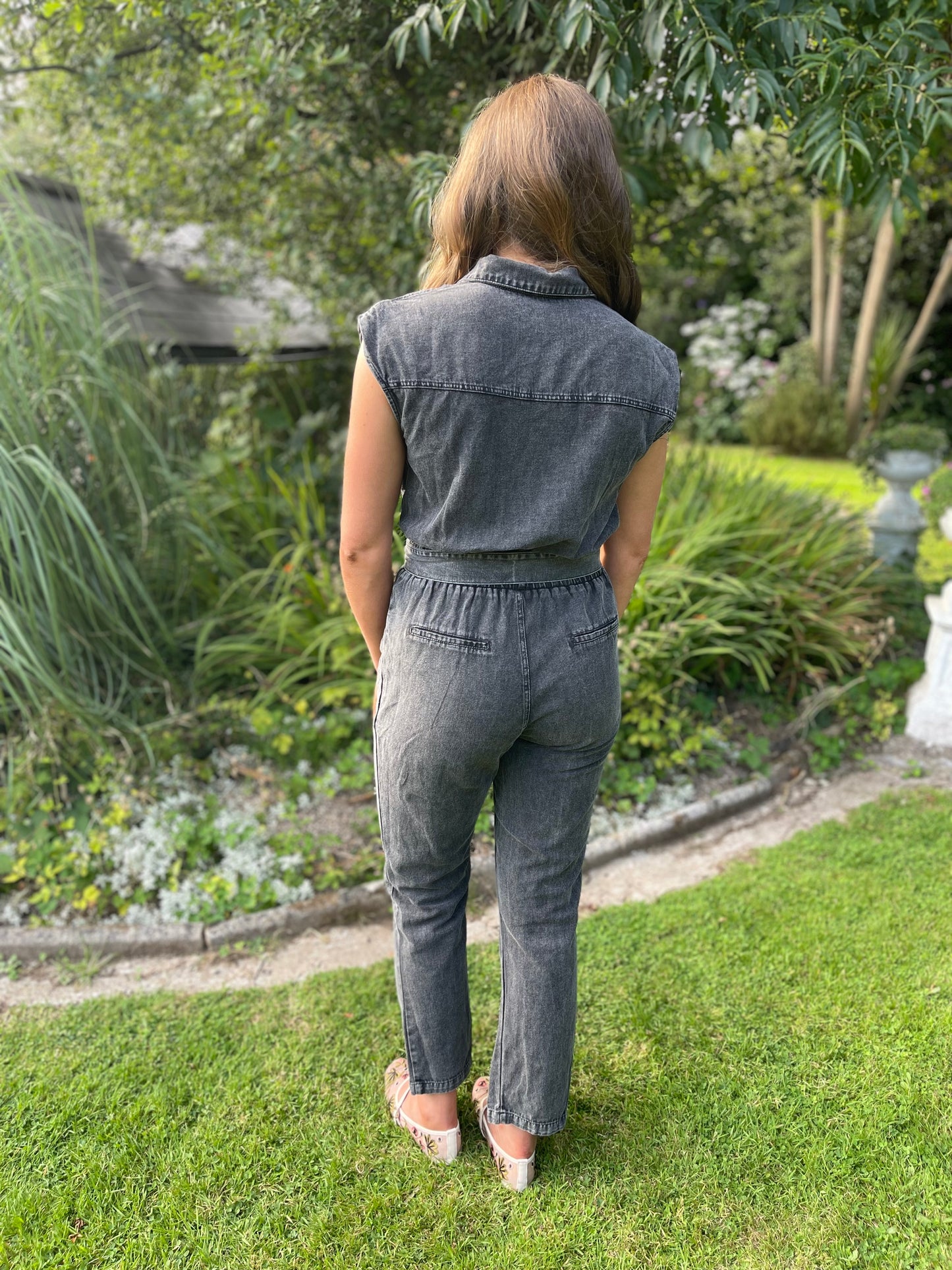 Molly short sleeve black wash black jumpsuit