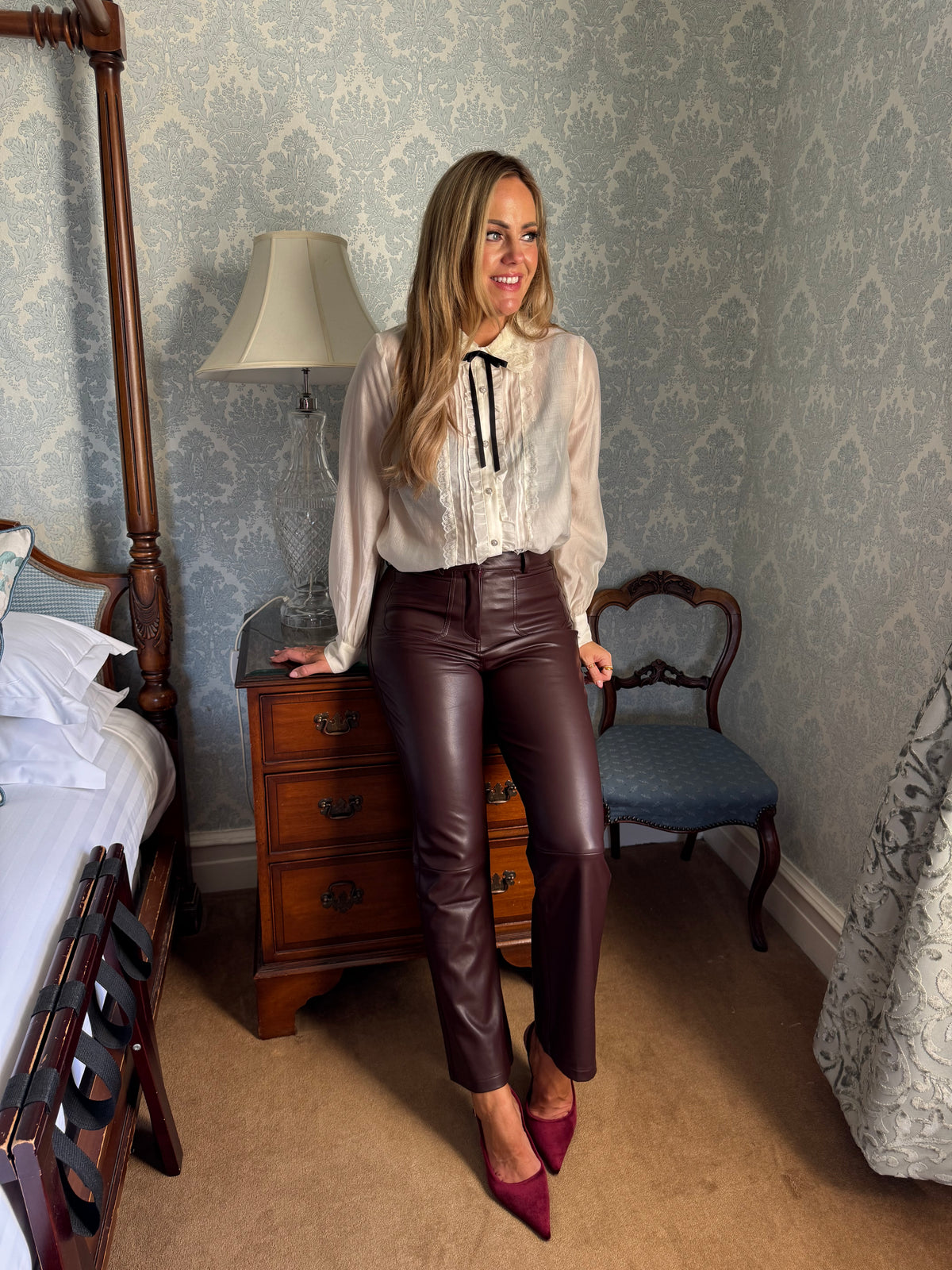 Ruby off white black bow blouse