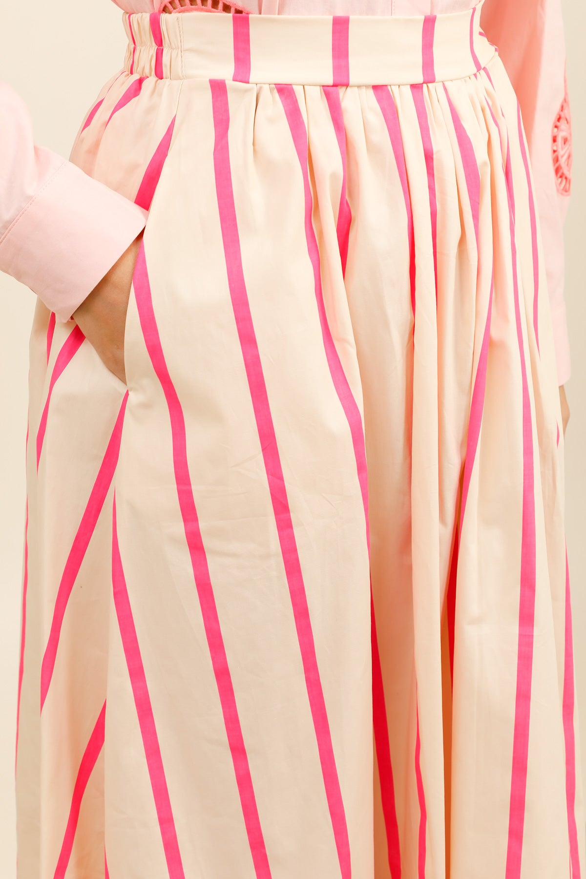 Imelda pink stripe full skirt