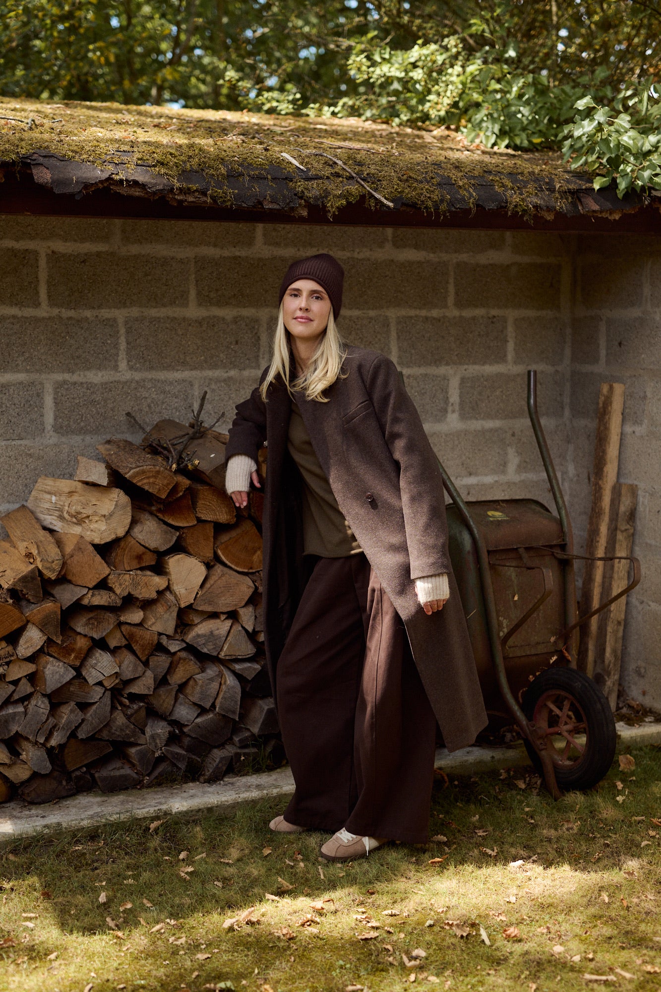 Heather brown wool long coat