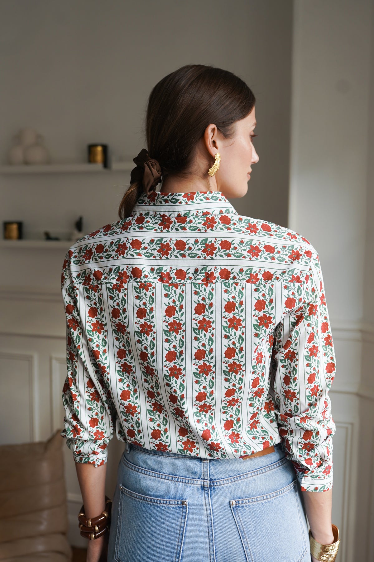 Natasha red floral shirt