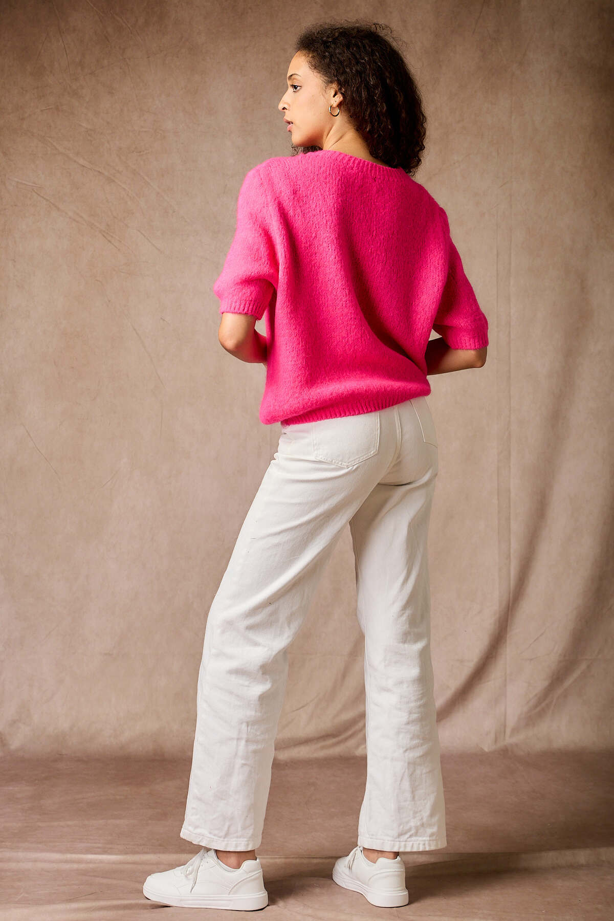 Leah neon pink mohair jumper