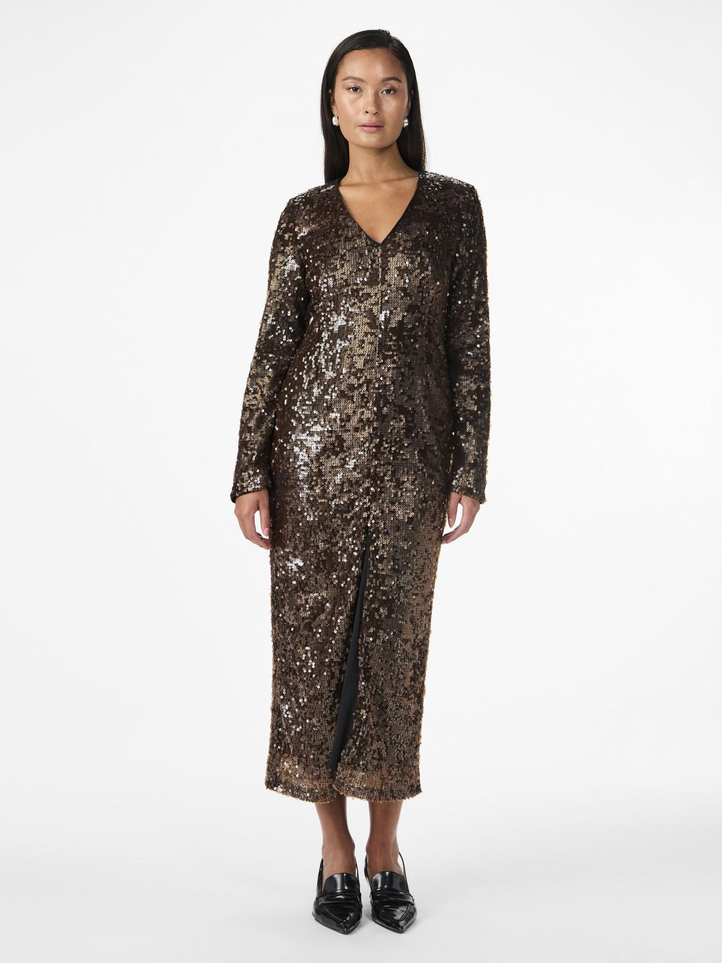 YASPIO midi sequin chocolate dress