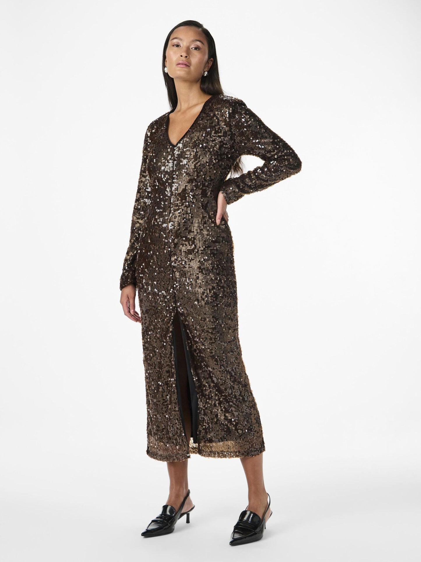 YASPIO midi sequin chocolate dress