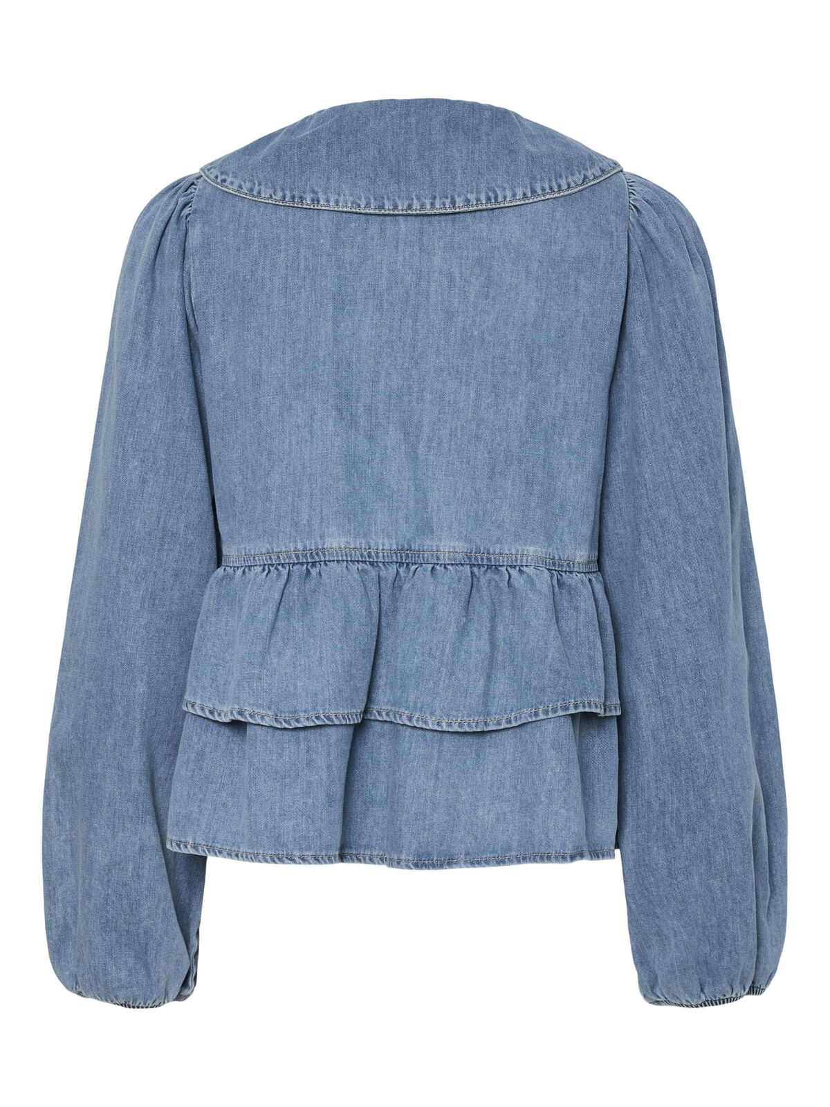 YASCELINDE denim frill tie front top