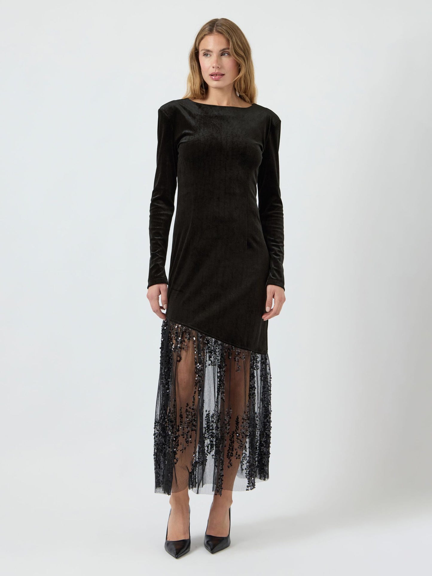 YASTERA MIDI velvet sequin dress