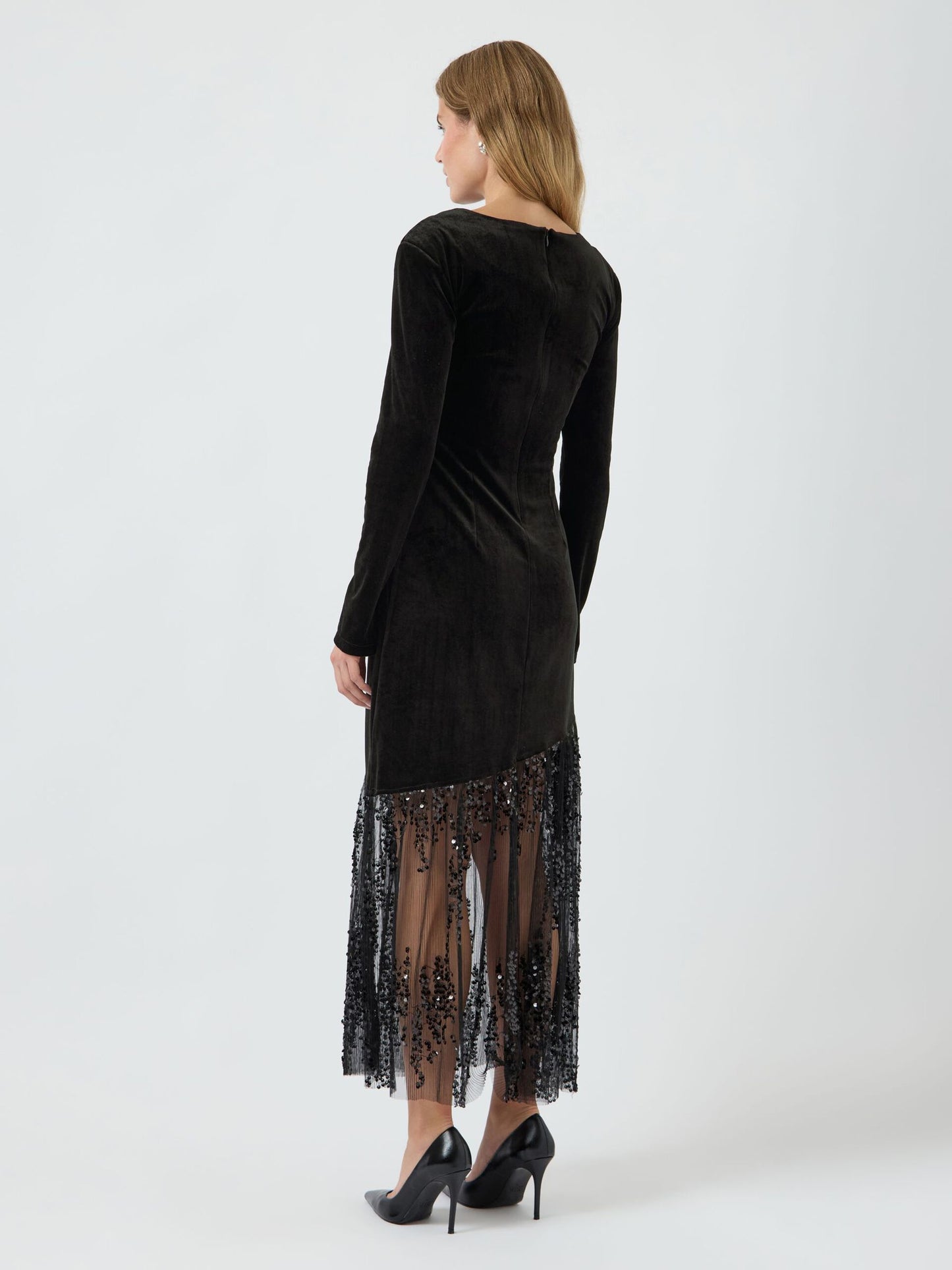 YASTERA MIDI velvet sequin dress